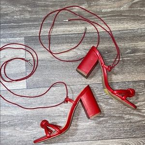 Liliana Knotted Design Tie Up Chunky Heel